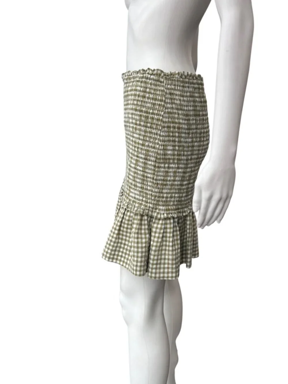 $298 Veronica Beard Green White Plaid Smocked Mini Cotton Aloya Dress size M - Picture 6 of 8